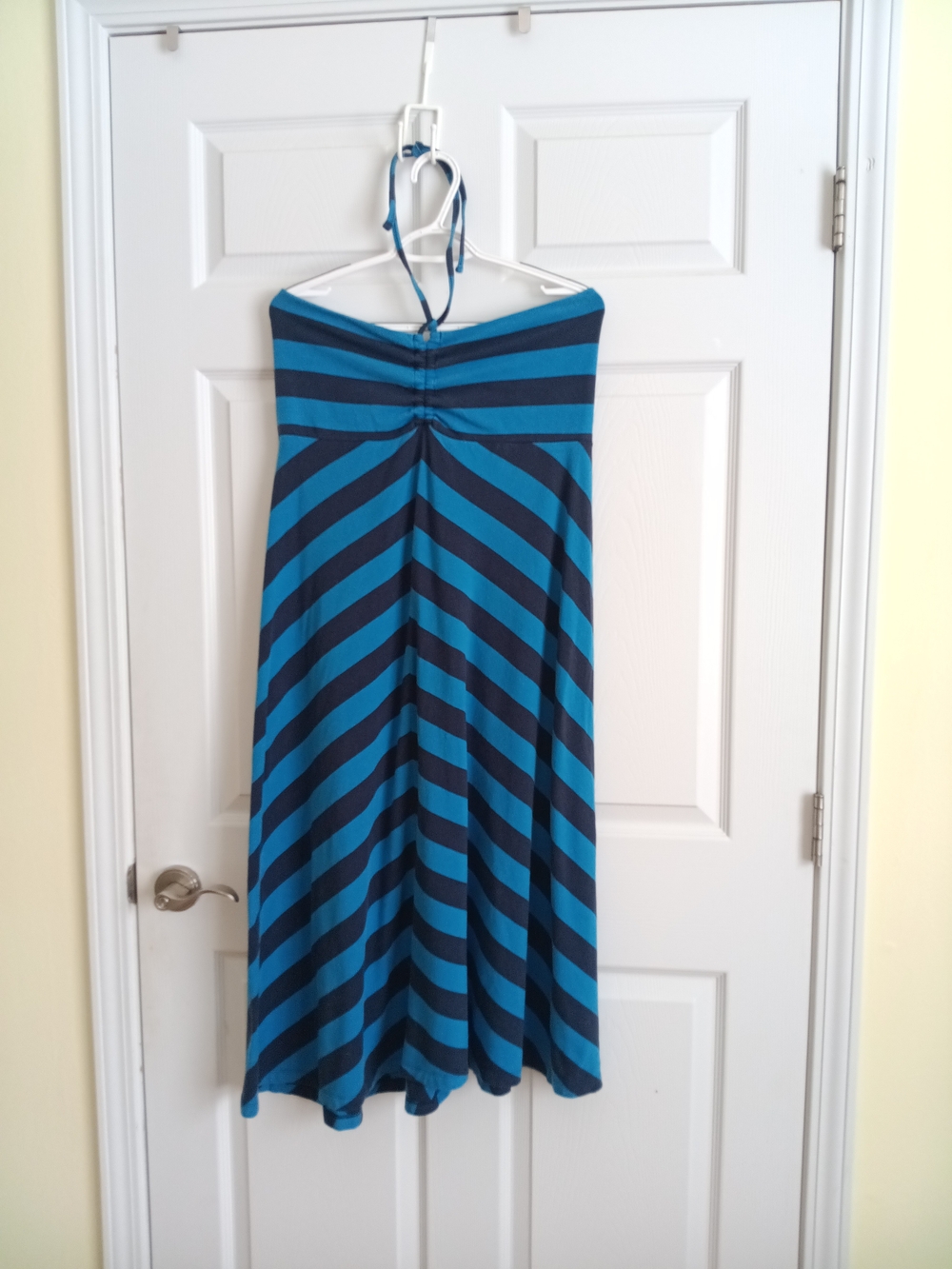Patagonia Kamala Convertible Halter Dress Maxi Skirt Blue Stripe L